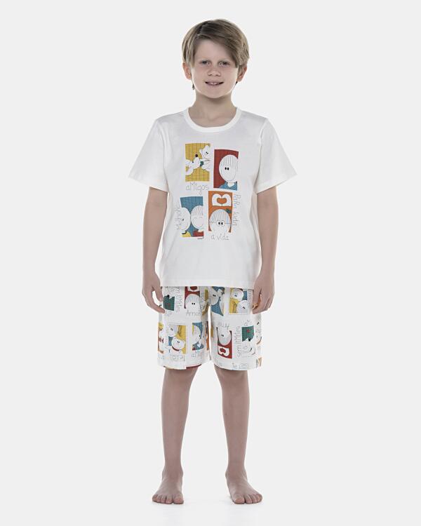 Pijama Masculino Kids Manga Curta e Bermuda