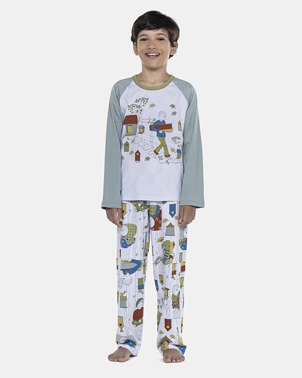 Pijama Masculino Kids Manga Longa e Calça