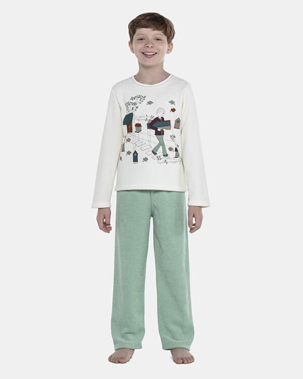 Pijama Masculino Kids Manga Longa e Calça Plush