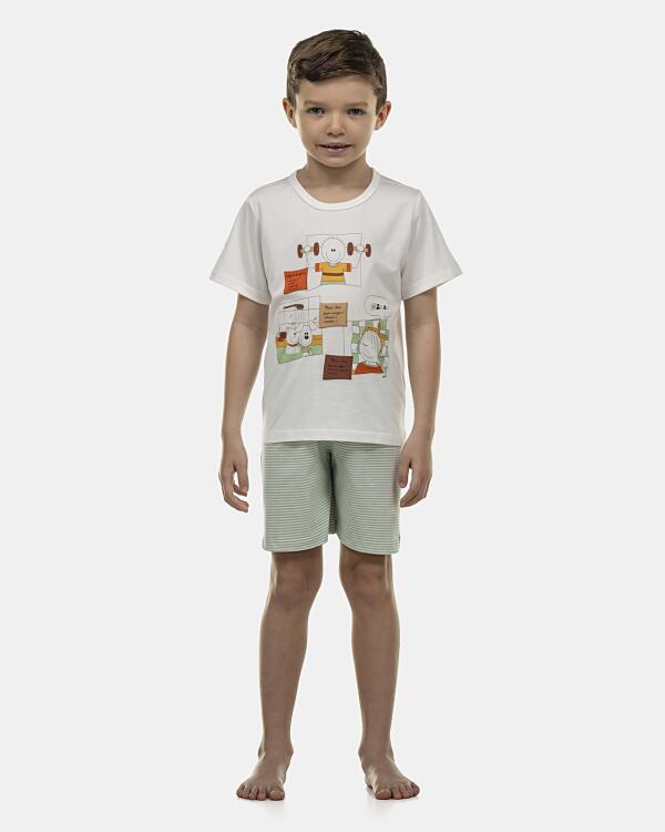 Pijama Masculino Kids Manga Curta e Bermuda