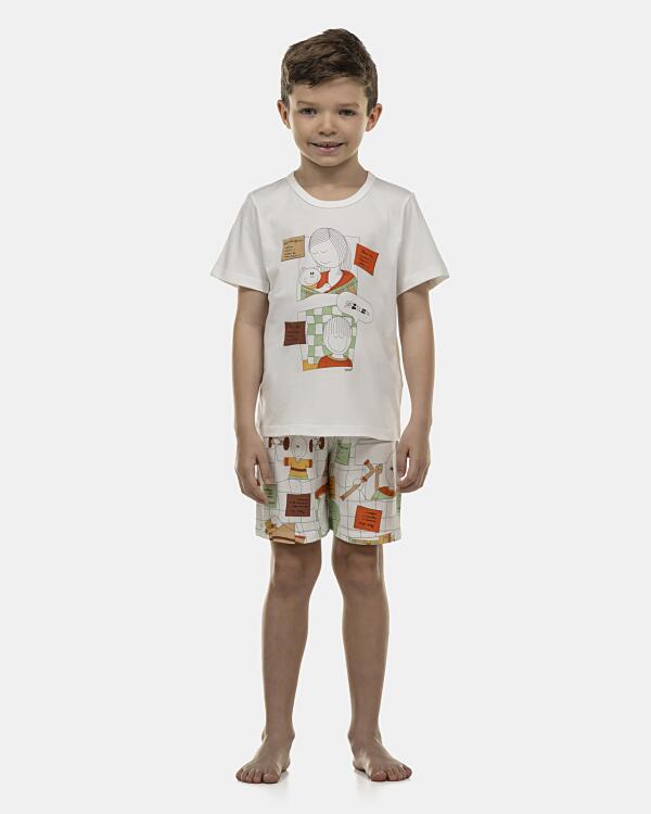 Pijama Masculino Kids Manga Curta e Bermuda