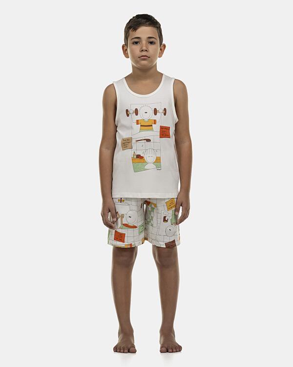 Pijama Masculino Kids  Regata e Bermuda