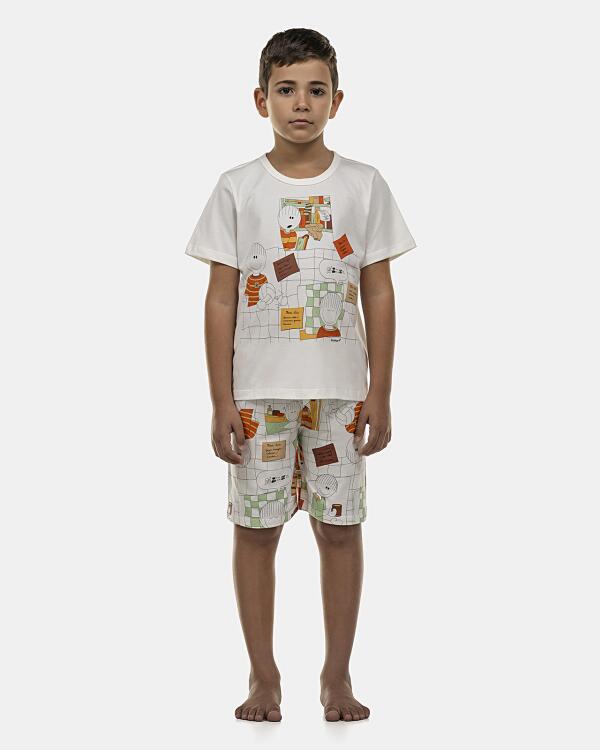 Pijama Masculino Kids Manga Curta e Bermuda
