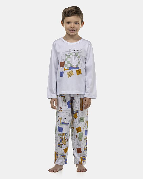 Pijama Masculino Kids Longa Curta e Calça