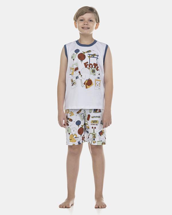 Pijama Masculino Kids Regata Machão e Bermuda