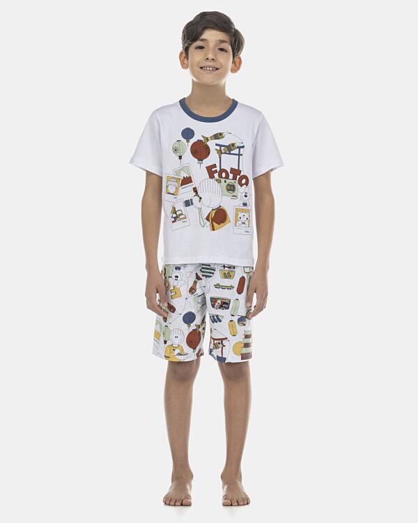 Pijama Masculino Kids Manga Curta e Bermuda