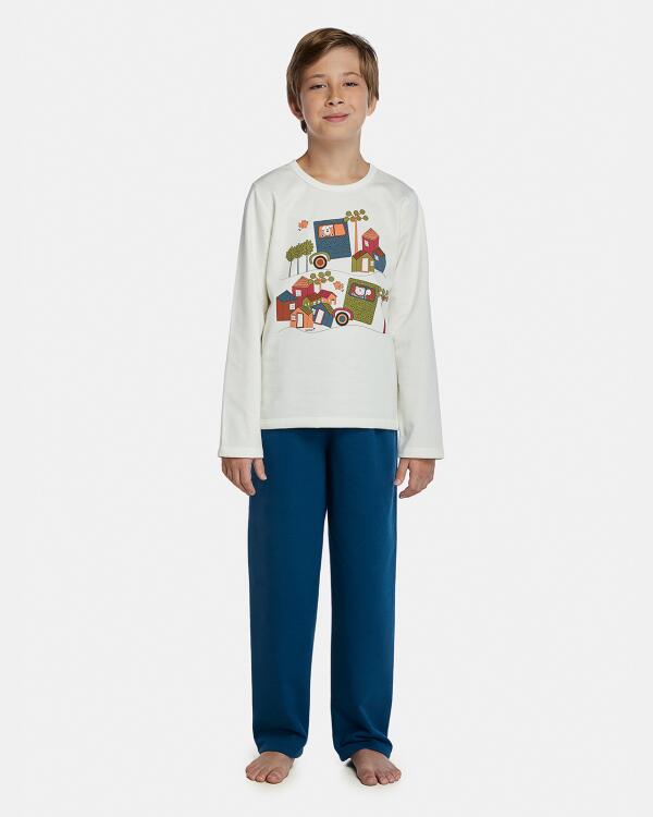 Pijama Masculino Kids Manga Longa e Calça Moletinho