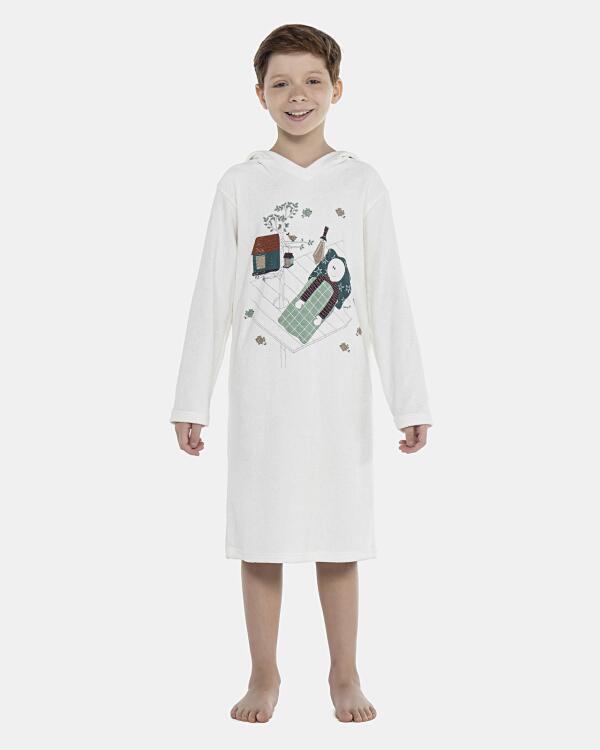 Roupão Masculino Kids Manga Longa Fechado Com Capuz Atoalhado