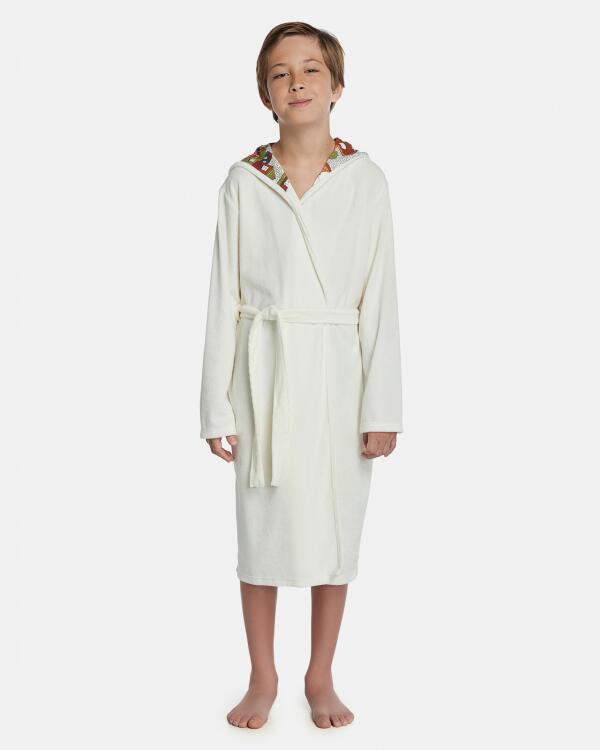 Roupão Masculino Kids Manga Longa Transpassado Com Capuz Atoalhado