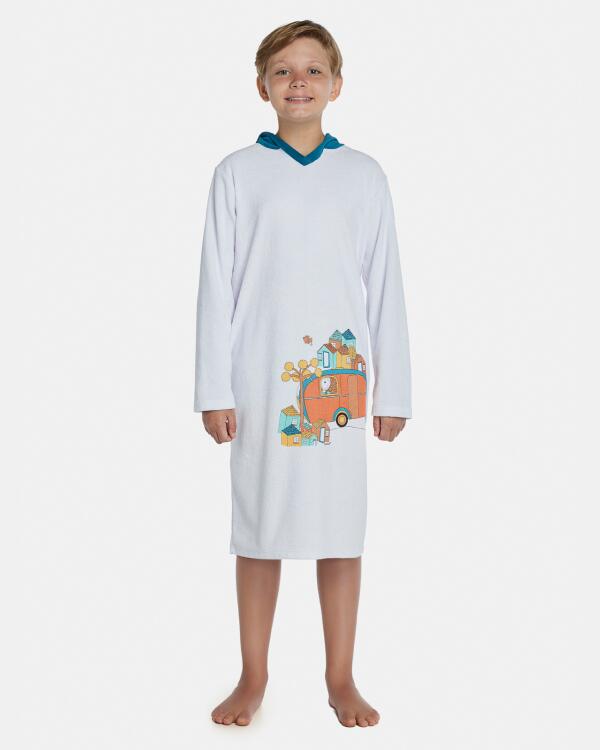 Roupão Masculino Kids Manga Longa Fechado Com Capuz Atoalhado