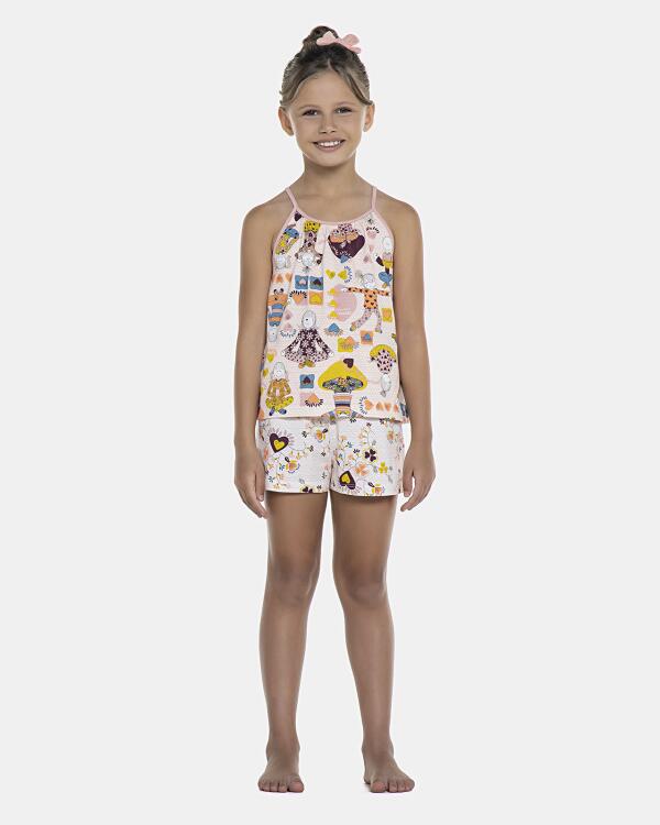 Pijama Feminino Kids Alça e Short
