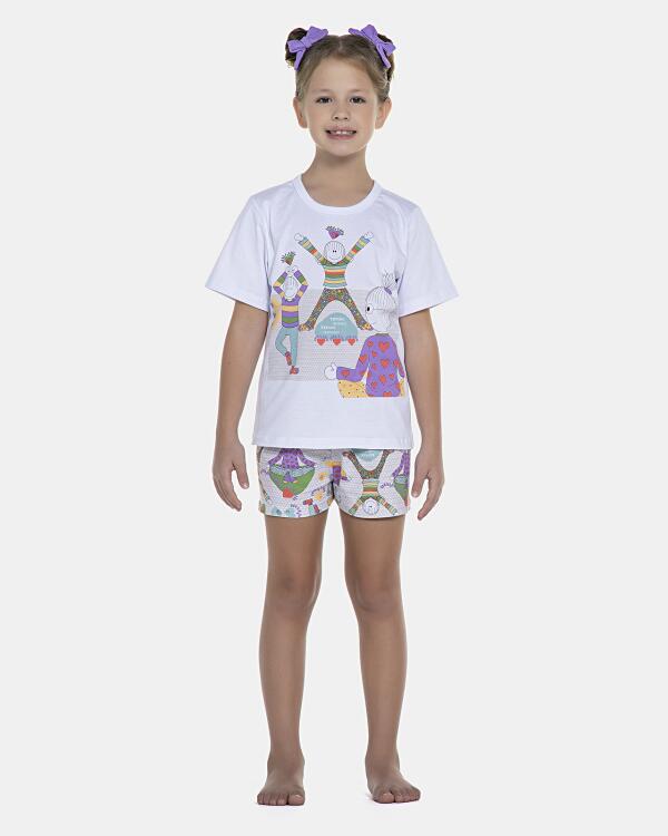 Pijama Feminino Kids Manga Curta e Short