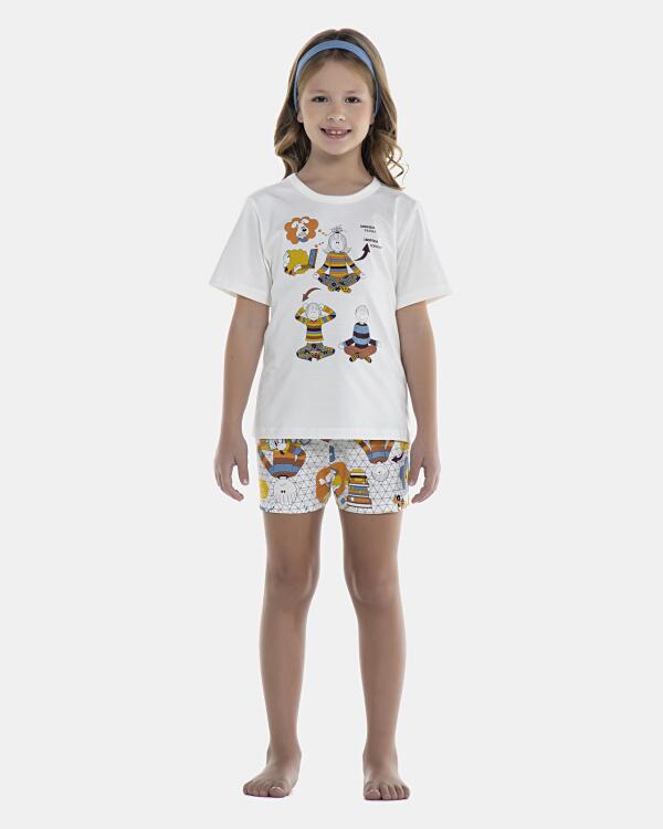 Pijama Feminino Kids Manga Curta e Short