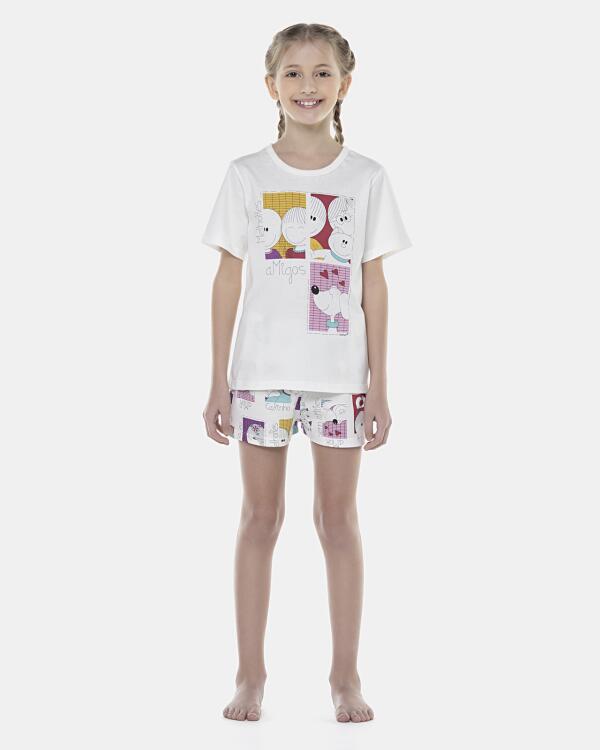 Pijama Feminino Kids Manga Curta e Short