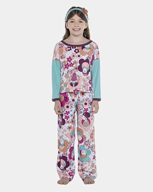Pijama Feminino Kids Manga Longa e Calça
