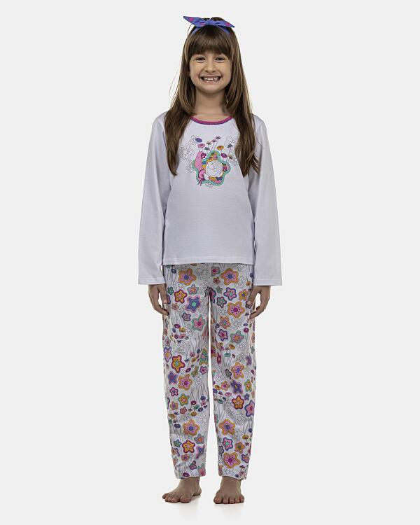 Pijama Feminino Kids Manga Longa e Calça