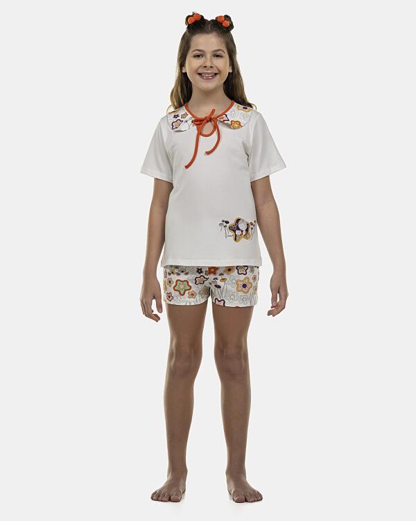 Pijama Feminino Kids Manga Curta e Short