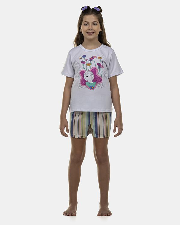 Pijama Feminino Kids Manga Curta e Short