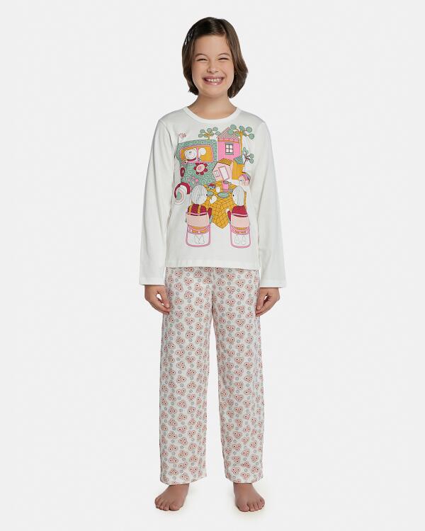Pijama Feminino Kids Manga Longa e Calça