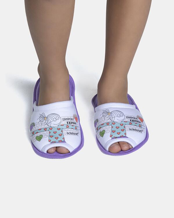 Pantufa Feminina Kids Com Abertura