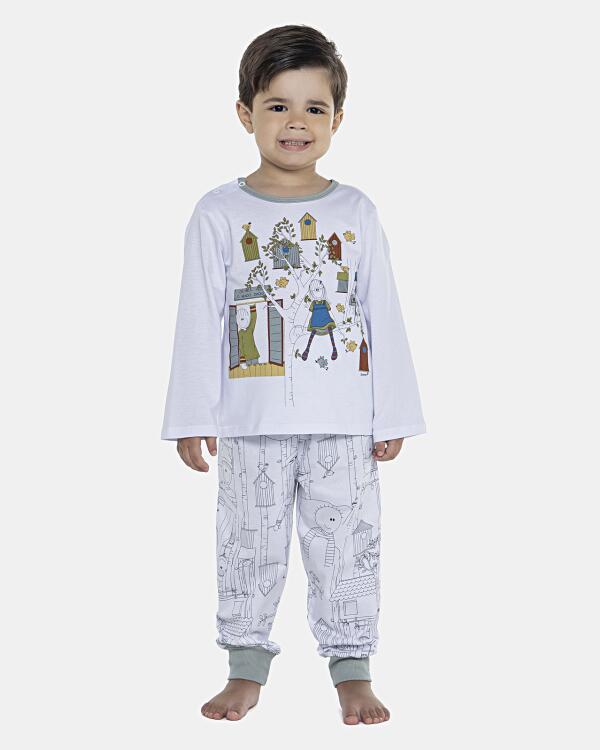 Pijama Masculino Baby Manga Longa e Calça Com Punhos