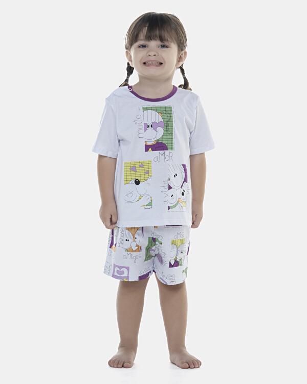 Pijama Feminino Baby Manga Curta e Short