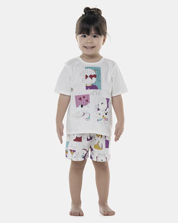 Pijama Feminino Baby Manga Curta e Short