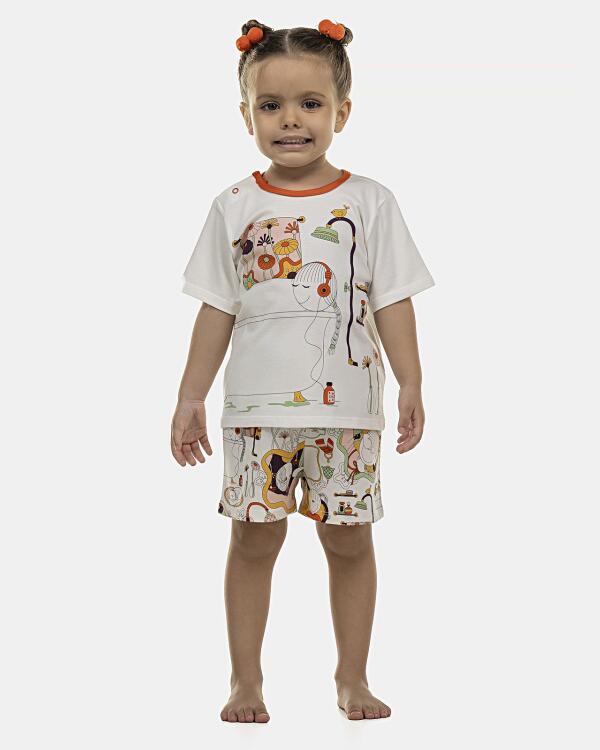 Pijama Feminino Baby Manga Curta e Short