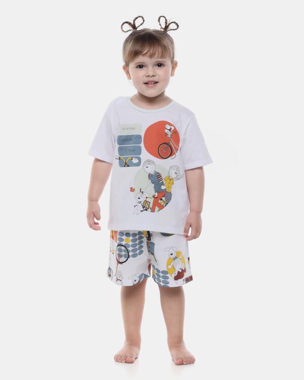Pijama Baby Manga Curta e Short Unissex
