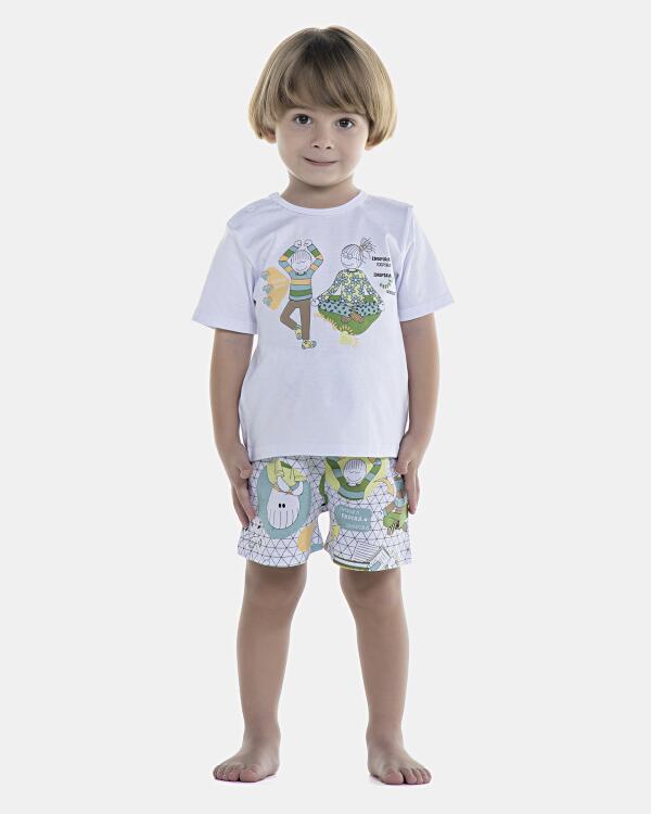 Pijama Baby Manga Curta e Short Unissex