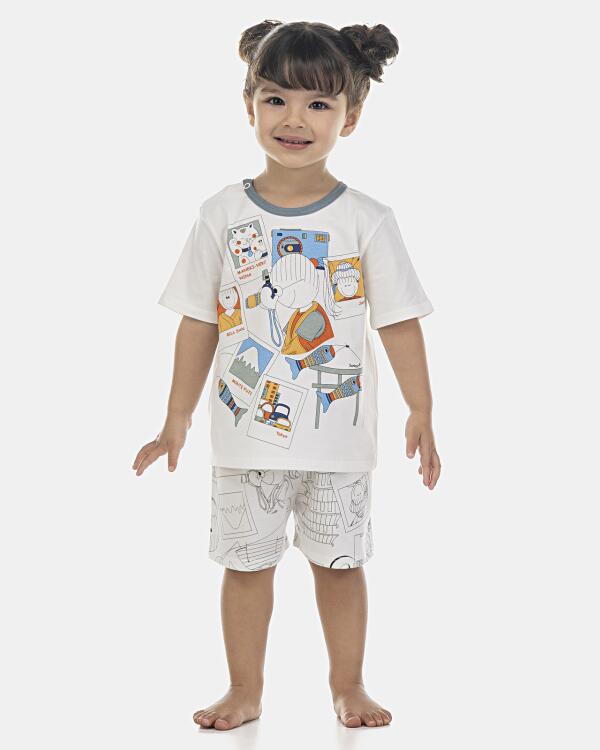 Pijama Baby Manga Curta e Short Unissex
