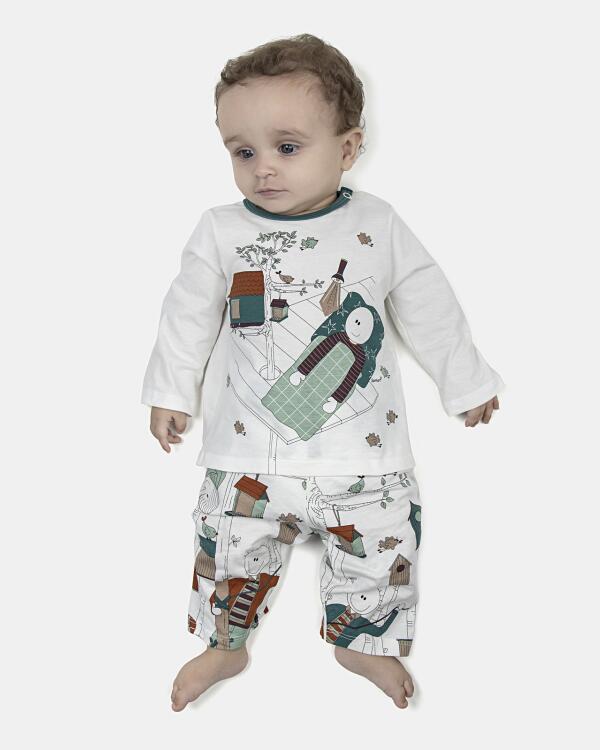 Pijama Masculino Bebe Manga Longa e Calça