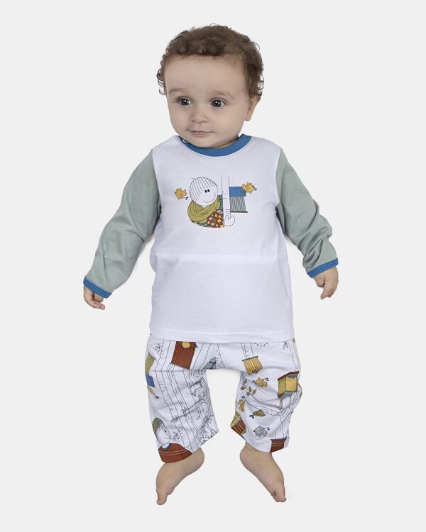 Pijama Masculino Bebe Body Manga Longa e Calça