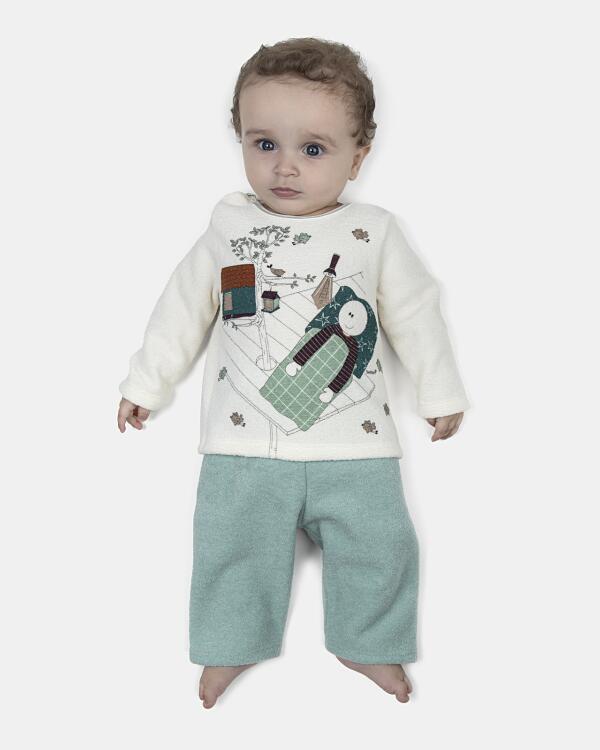 Pijama Masculino Bebe Manga Longa e Calça Plush