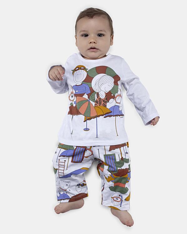 Pijama Masculino Bebê Manga Longa e Calça