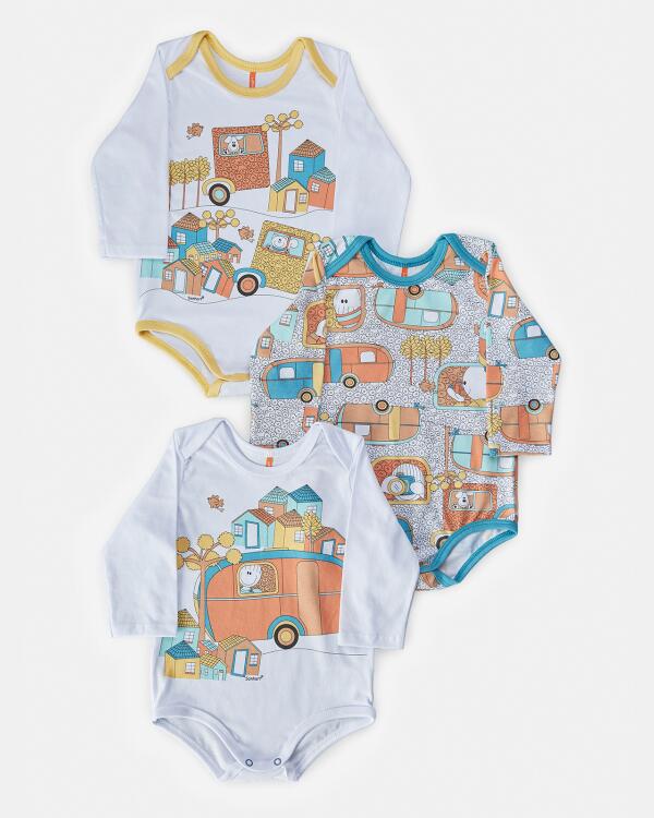 Kit Body Bebe Manga Longa Masculino