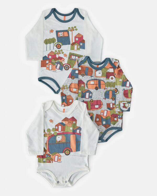 Kit Body Bebe Manga Longa Masculino