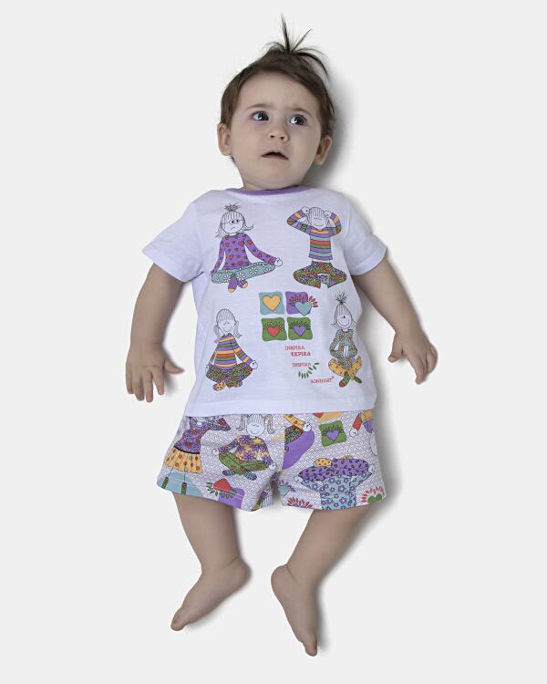 Pijama Feminino Bebe Manga Curta e Short