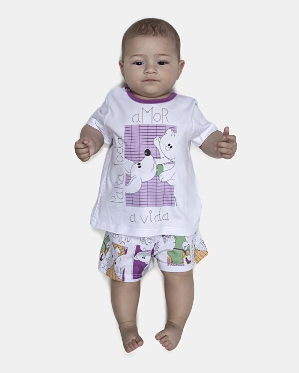 Pijama Feminino Bebe Manga Curta e Short