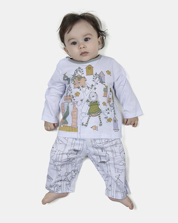 Pijama Feminino Bebe Manga Longa e Calça