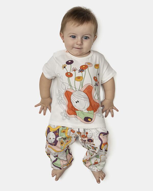 Pijama Feminino Bebê Manga Curta e Calça
