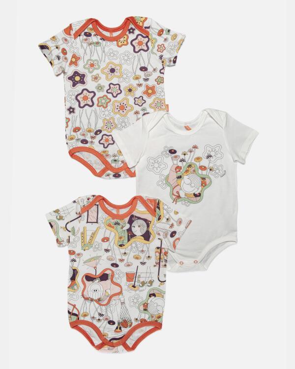 Kit Body Feminino Bebê Manga Curta