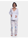 Pijama Gestante Sonhart Blusa Manga Longa Decote V e Calça Estampada