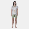 Pijama Curto Feminino Sonhart Blusa Canoa  e bermuda Verde    