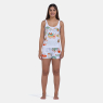Pijama Curto Feminino Regata Alça Fina e Short Estampa Pat e Annie
