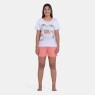 Pijama Feminino Blusa Manga Curta e Short Estampa Pat e Annie