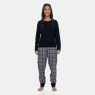 Pijama Feminino Manga Longa e Calça Xadrez Preta