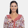 Pijama Feminino Adulto Blusa Botões Manga Longa e Calça Floral