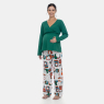 Pijama Sonhart Gestante Longo Blusa Decote V e Calça Estampada