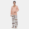 Pijama Gestante Blusa V Botões Manga Longa e Calça Estampa Pat e Annie